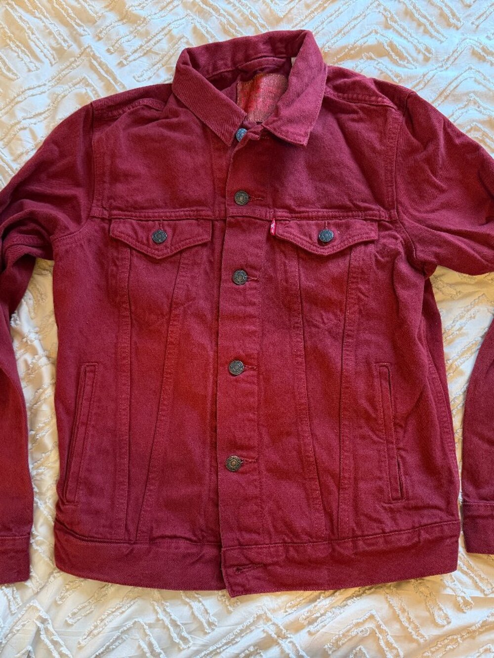 Levi's Wine Red Denim Trucker Jacket - Small